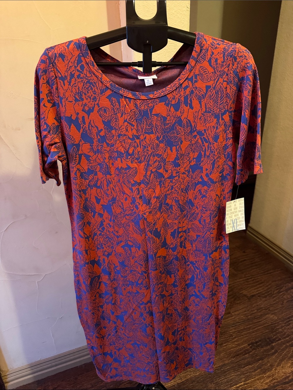 LuLaRoe Red and Blue Floral Midi Dress